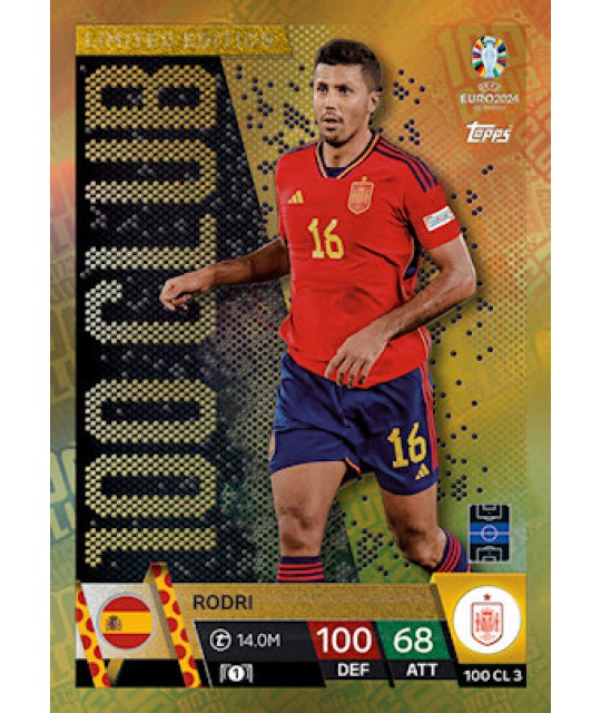 Topps Match Attax UEFA EURO 2024 100CLUB Limited Edition Rodri (Spain)